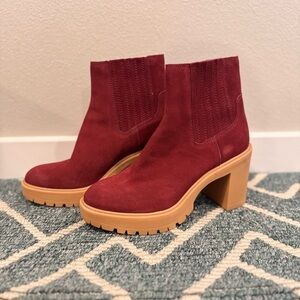 Dolce Vita Caster H2O Burgundy Waterproof Suede Booties | Size 9.5